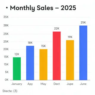 A bar chart showing monthly sales for January through June w