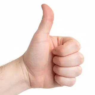 A hand giving a thumbs-up with four fingers curled and thumb