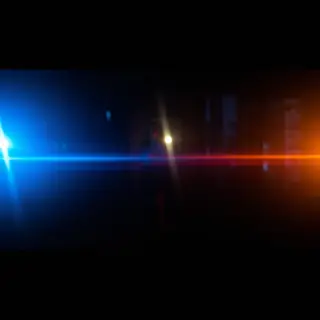 A cinematic frame with blue and orange anamorphic lens flare