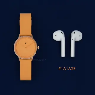 A product flat-lay on a #1A1A2E (deep dark blue) background,