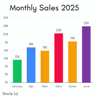 A bar chart showing monthly sales for January through June w