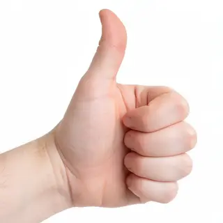 A hand giving a thumbs-up with four fingers curled and thumb