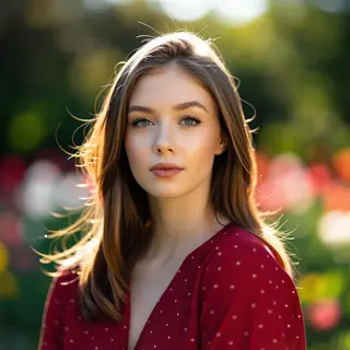 A portrait shot at 85mm f/1.4 with creamy bokeh background, 