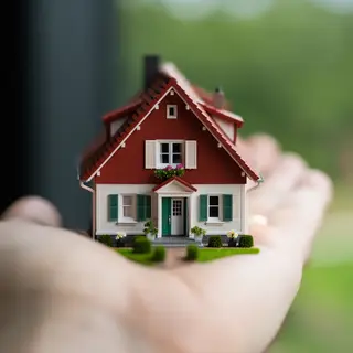 A miniature house sitting on the palm of someone's hand