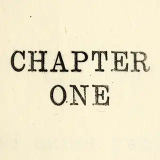The word 'CHAPTER ONE' typed on aged paper with a vintage ty