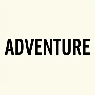 The word 'ADVENTURE' in big bold letters centered on a plain