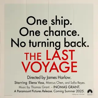 A vintage movie poster for 'THE LAST VOYAGE' featuring a tag