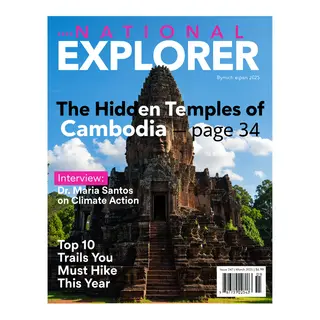 A magazine cover titled 'NATIONAL EXPLORER' with cover lines