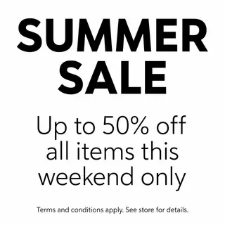 A poster with headline 'SUMMER SALE' in large bold text, bod