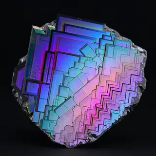 A specimen of bismuth crystal showing accurate iridescent ox