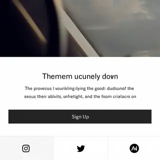 A landing page design with a hero header image at the top, a