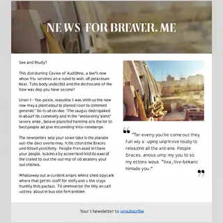A newsletter layout with a banner image header, a two-column