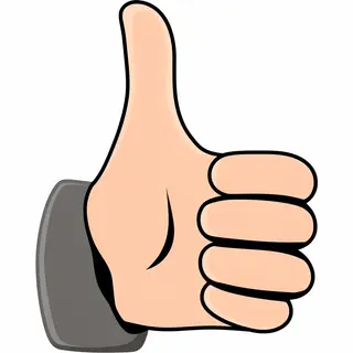 A hand giving a thumbs-up with four fingers curled and thumb