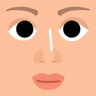 A human face with eyes, nose, and mouth but no eyebrows