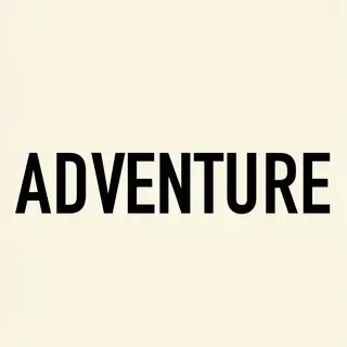 The word 'ADVENTURE' in big bold letters centered on a plain