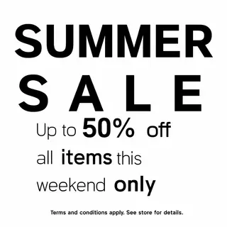 A poster with headline 'SUMMER SALE' in large bold text, bod