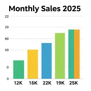 A bar chart showing monthly sales for January through June w