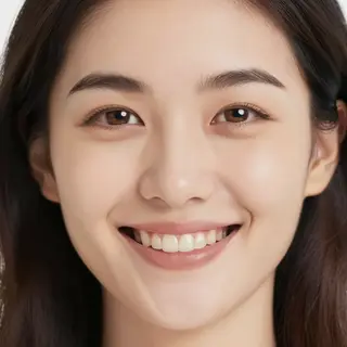 A close-up portrait of a young woman with a warm natural smi