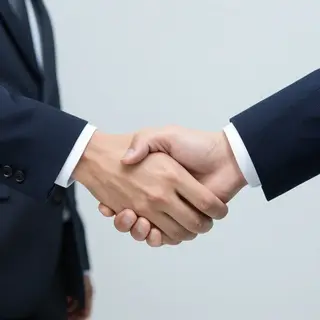 Two people shaking hands in a professional setting, all fing