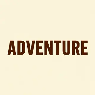 The word 'ADVENTURE' in big bold letters centered on a plain