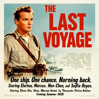 A vintage movie poster for 'THE LAST VOYAGE' featuring a tag
