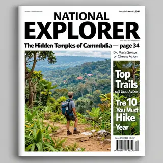 A magazine cover titled 'NATIONAL EXPLORER' with cover lines