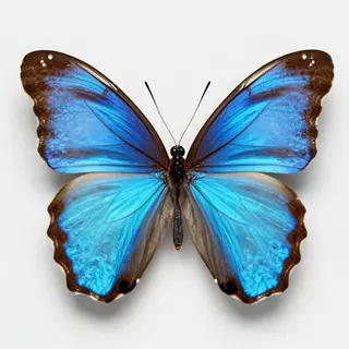 A Morpho menelaus butterfly with accurate iridescent blue do