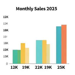 A bar chart showing monthly sales for January through June w