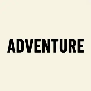 The word 'ADVENTURE' in big bold letters centered on a plain