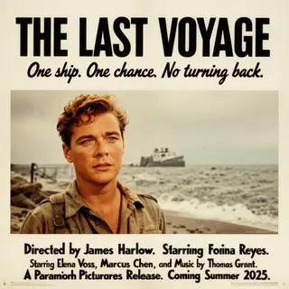 A vintage movie poster for 'THE LAST VOYAGE' featuring a tag