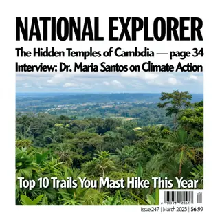 A magazine cover titled 'NATIONAL EXPLORER' with cover lines