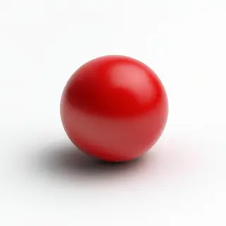 A red sphere on a white surface with a single shadow cast to