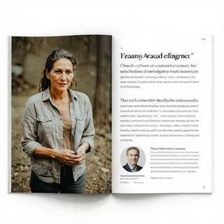 A magazine double-page spread with a left page containing a 