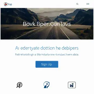 A landing page design with a hero header image at the top, a