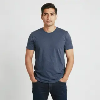 A man standing straight facing the camera, hands in pockets,