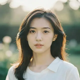 A portrait shot at 85mm f/1.4 with creamy bokeh background, 