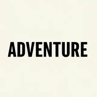 The word 'ADVENTURE' in big bold letters centered on a plain