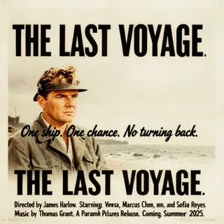 A vintage movie poster for 'THE LAST VOYAGE' featuring a tag