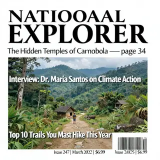 A magazine cover titled 'NATIONAL EXPLORER' with cover lines