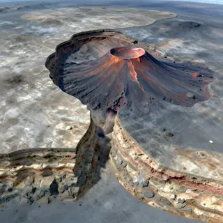 A cross-section showing tectonic plates at a convergent boun