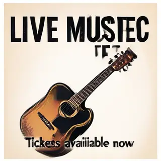 An event poster featuring a guitar illustration, the headlin