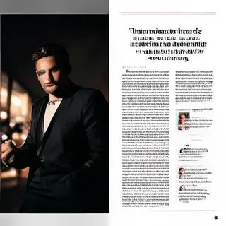 A magazine double-page spread with a left page containing a 