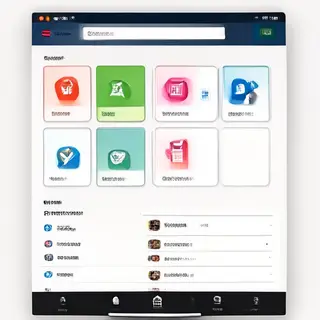 A mobile app UI mockup showing a dashboard with a top naviga