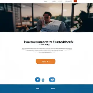 A landing page design with a hero header image at the top, a