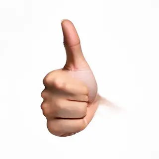 A hand giving a thumbs-up with four fingers curled and thumb