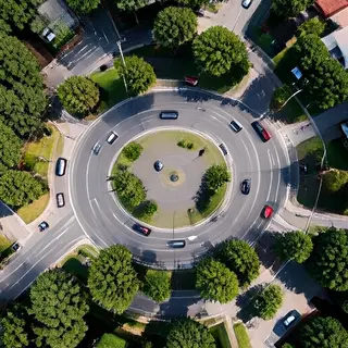 An aerial bird's-eye view looking straight down at a traffic