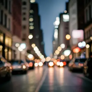 A street photograph with shallow depth of field as if shot a