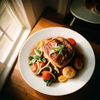 A food photograph shot from above at 35mm f/2.8 with natural
