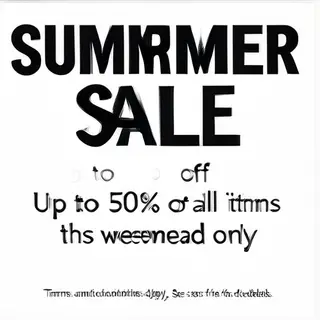 A poster with headline 'SUMMER SALE' in large bold text, bod