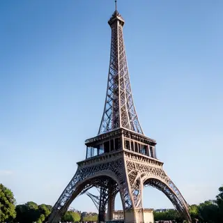 The Eiffel Tower in Paris on a clear day, architecturally ac